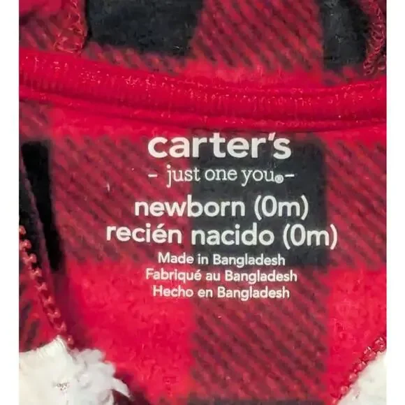 Red Plaid Bear One Piece Size Newborn - Picture 3 of 4